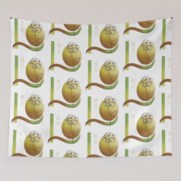 Item preview, Green and brown flower line art designed and sold by MoTekent.