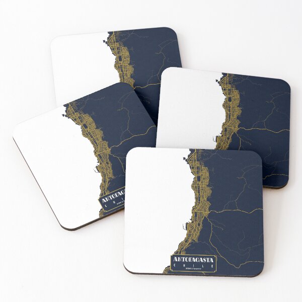 Item preview, Antofagasta City Map of Chile - Gold Art Deco designed and sold by deMAP.