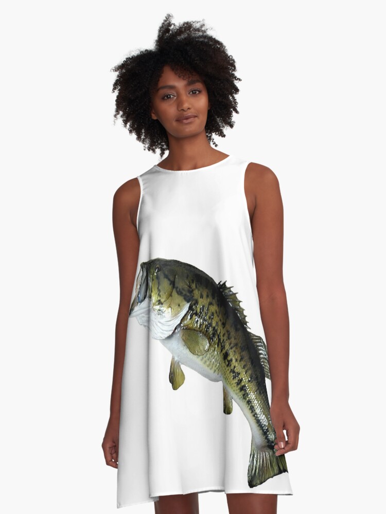 Bass Fishing, Real Largemouth Bass Fish High Quality Bass Fishing | A-Line  Dress