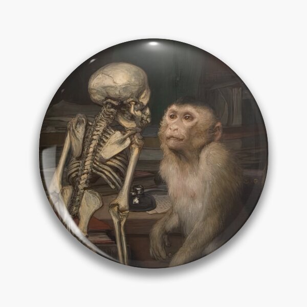 Item preview, Monkey before skeleton by Gabriel von Max designed and sold by AestheticsXarts.