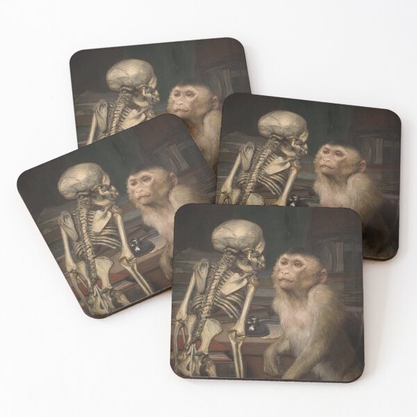 Item preview, Monkey before skeleton by Gabriel von Max designed and sold by AestheticsXarts.