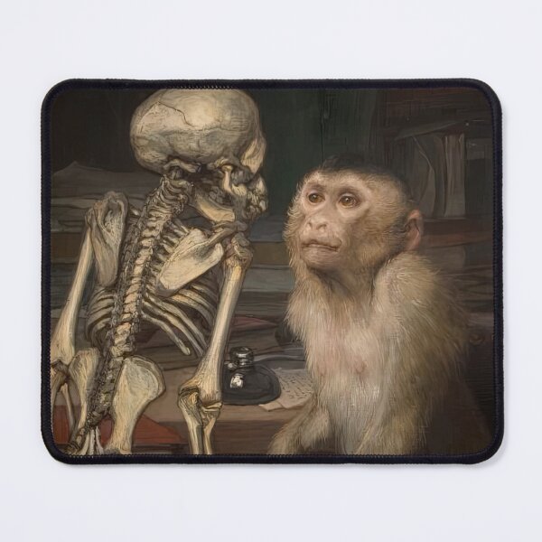 Item preview, Monkey before skeleton by Gabriel von Max designed and sold by AestheticsXarts.