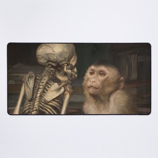 Item preview, Monkey before skeleton by Gabriel von Max designed and sold by AestheticsXarts.