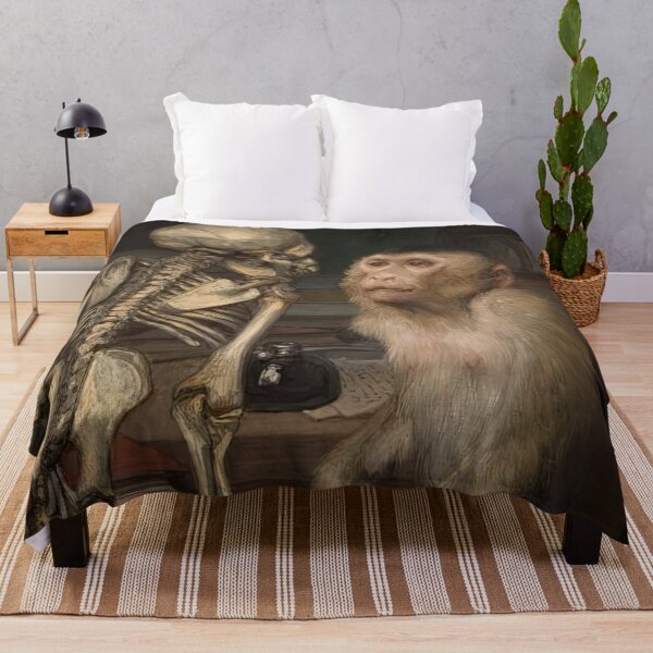 Item preview, Monkey before skeleton by Gabriel von Max designed and sold by AestheticsXarts.