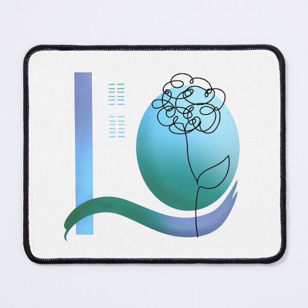 Item preview, Green and blue flower line art designed and sold by MoTekent.