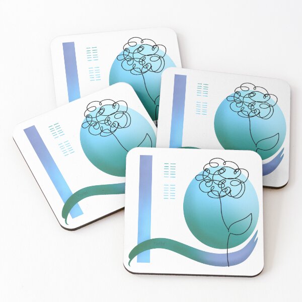 Item preview, Green and blue flower line art designed and sold by MoTekent.
