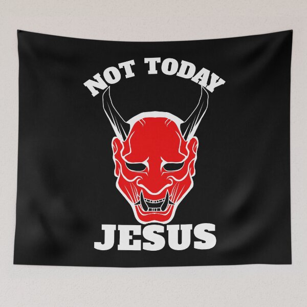 Item preview, Not today Jesus - cool motorcycle helmet design designed and sold by yoshra.