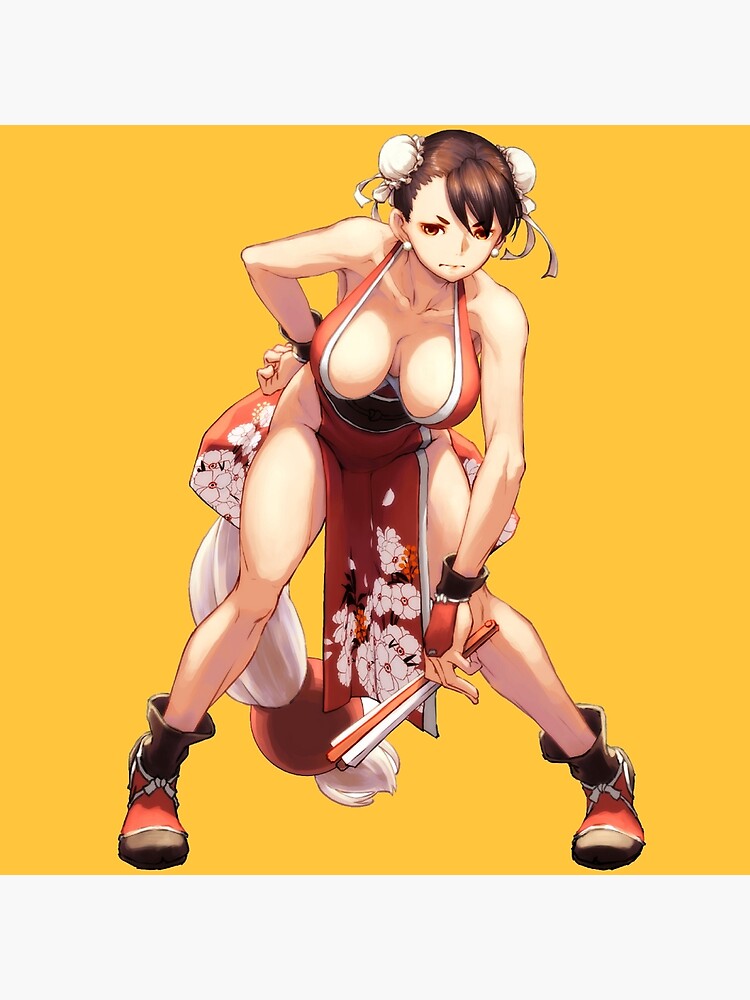 Chun Li With Red Mai Shiranui Costume Poster By Ecchi Art Redbubble