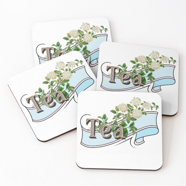 Item preview, Tea banner with antique botanical - white flowers designed and sold by ZinZoe.