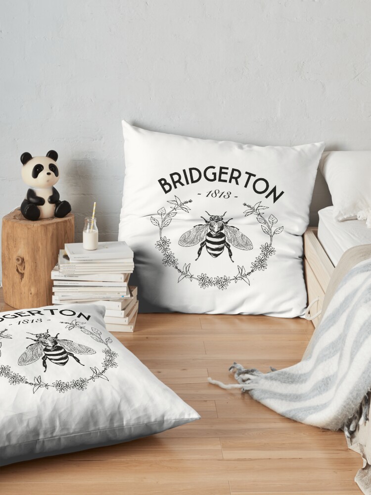 Alternate view of bridgerton bee badge 2 Floor Pillow