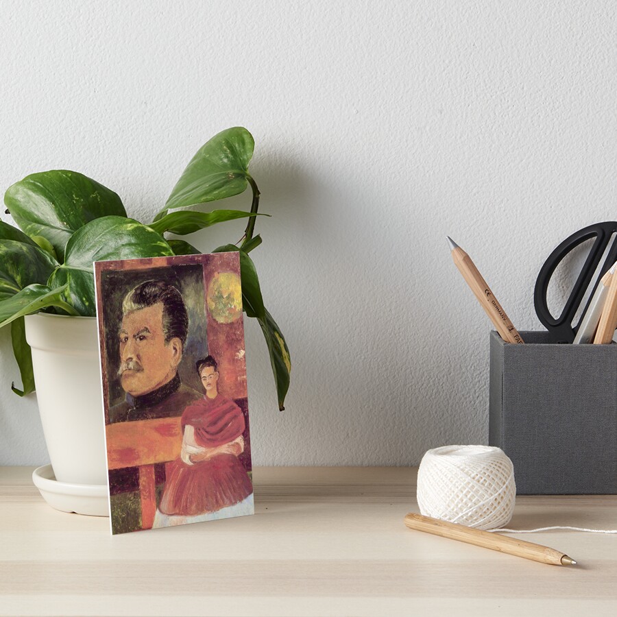 "Self Portrait with Stalin by Frida Kahlo" Art Board Print by