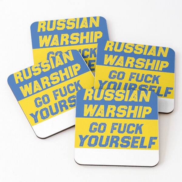 Item preview, I Stand With Ukraine Ukraine Flag, 'Russian warship, go f*** yourself' STICKER  designed and sold by GhostAmine.