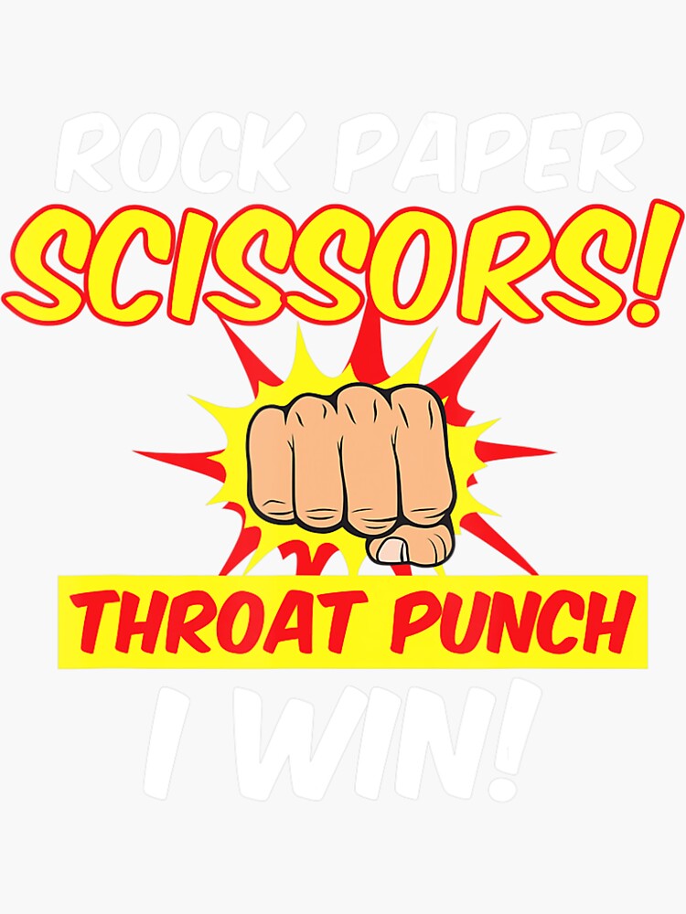"Rock Paper Scissors Throat Punch Barbers" Sticker by singhbunnellnlu Redbubble