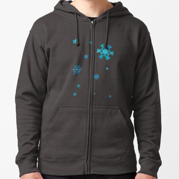 Blue Snowflakes Zipped Hoodie