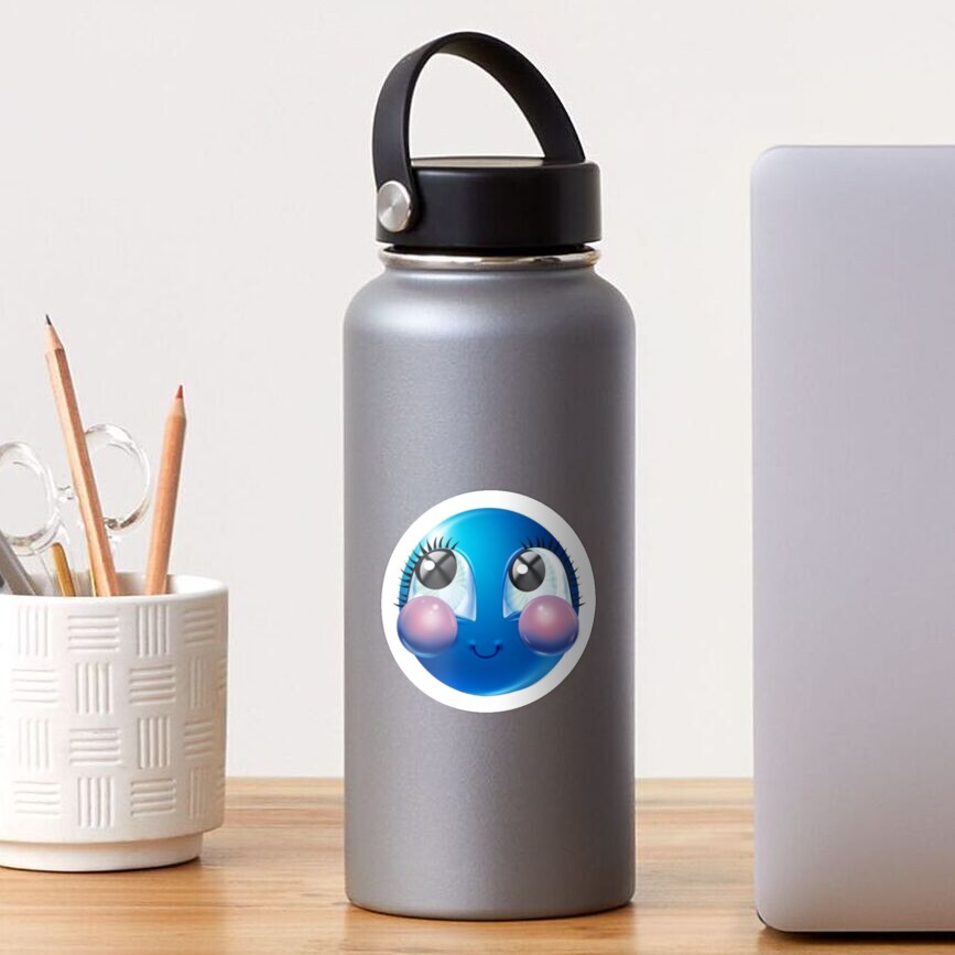 "blue emoji meme blushing face" Sticker by silverwolf946 Redbubble
