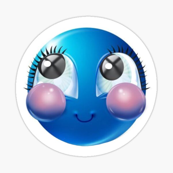 Blue Emoji Meme Blushing Face Sticker By Silverwolf Redbubble | Sexiz Pix