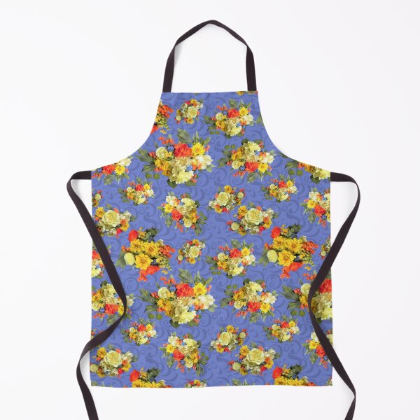 Item preview, Flower Arrangements on Blue with Swirls Repeat 5748 designed and sold by Art in My Loft.