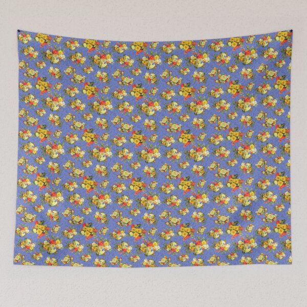 Item preview, Flower Arrangements on Blue with Swirls Repeat 5748 designed and sold by Art in My Loft.