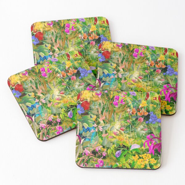 Item preview, Floral blooms and flowers exotic garden, roses and flowers, botanical pattern, flowers illustration, plants pattern, green yellow floral designed and sold by ZeinabTaha.