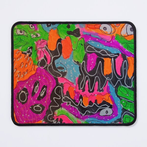 Item preview, Sketchbook 5-12 (Colorful Trippy Psychedelic Fluorescent Gouache Outsider Art) designed and sold by Discordant Dreams Art.