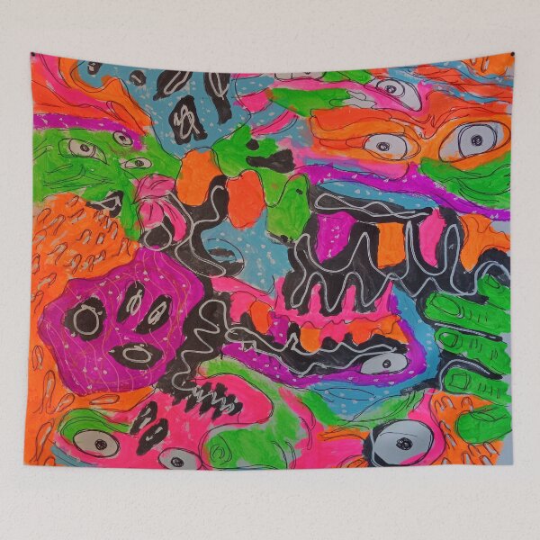 Item preview, Sketchbook 5-12 (Colorful Trippy Psychedelic Fluorescent Gouache Outsider Art) designed and sold by Discordant Dreams Art.