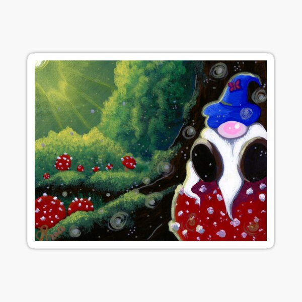 Item preview, Garden Gnome Resting on a Mushroom in a Magical Forest designed and sold by CassandraPeck.