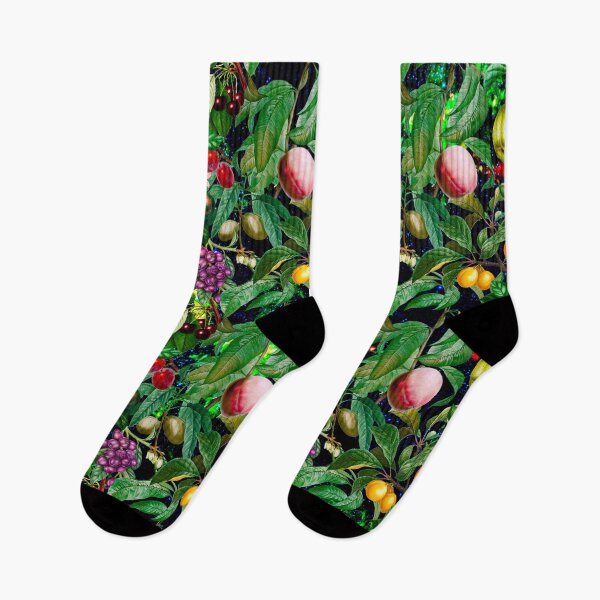 Item preview, Trendy exotic citrus tropical floral leaves and fruits tropical pattern, botanical illustration, black floral illustration designed and sold by ZeinabTaha.