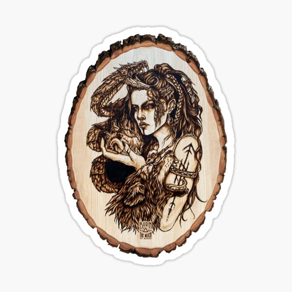 Item preview, Gullveig Angrboða - Norse Giantess and Witch Pyrography Art designed and sold by BTW-byMargo.