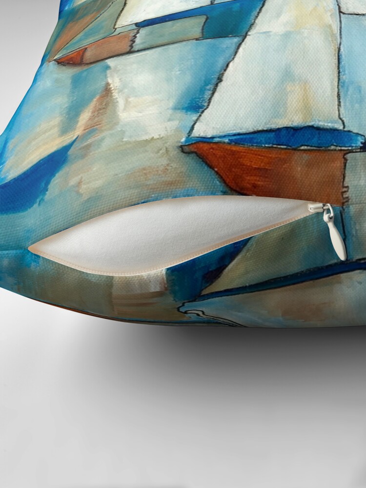 Thumbnail 2 of 3, Throw Pillow, Sailing Boats designed and sold by Giselle Luske.