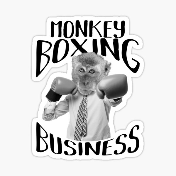 boxer chimp in the ring wearing boxing gloves. tattooed monkey. Gorilla  Sticker for Sale by Toto-Hello