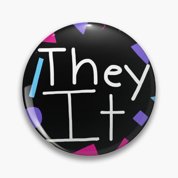 Item preview, They/It Pronouns 80s Bowling Alley Carpet Pin designed and sold by ToasterPoster15.