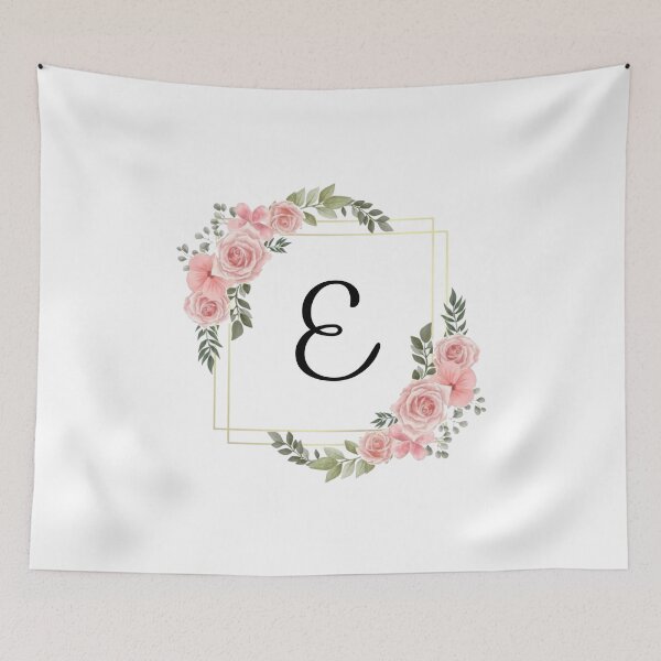 Item preview, Monogram Letter E | Pink Floral Design with Gold Edges designed and sold by JustSeasons.