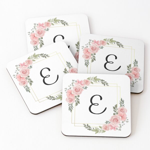 Item preview, Monogram Letter E | Pink Floral Design with Gold Edges designed and sold by JustSeasons.