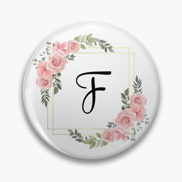 Item preview, Monogram Letter F | Pink Floral Design with Gold Edges designed and sold by JustSeasons.