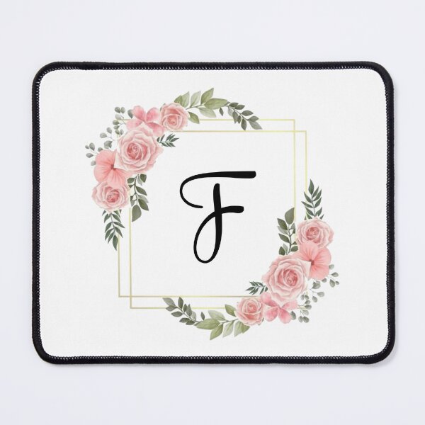 Item preview, Monogram Letter F | Pink Floral Design with Gold Edges designed and sold by JustSeasons.