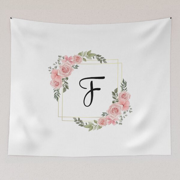 Item preview, Monogram Letter F | Pink Floral Design with Gold Edges designed and sold by JustSeasons.