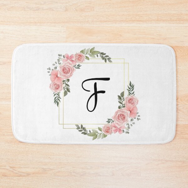 Item preview, Monogram Letter F | Pink Floral Design with Gold Edges designed and sold by JustSeasons.