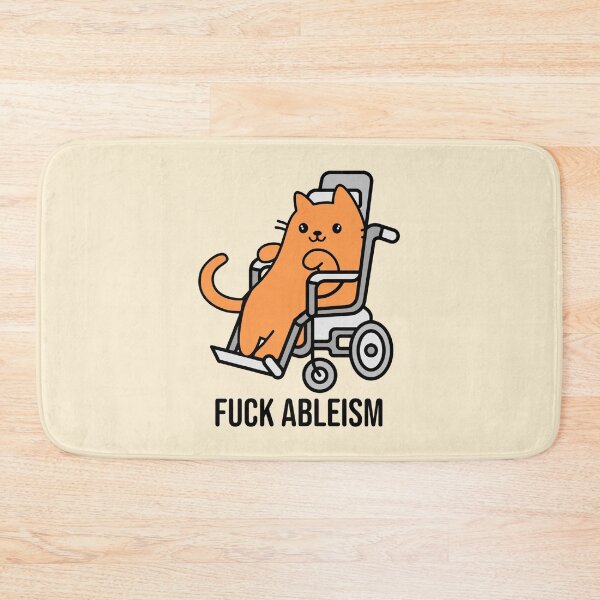 Artikelvorschau, Süßes/Kawaii Fuck Ableism Design, behinderte orangefarbene Katze im Rollstuhl entworfen und verkauft von SteamParliament.