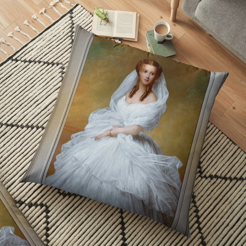 Portrait Of Princess Alexandra by Richard Lauchert - Beautiful Portrait Of A Noble Lady 2 Portrait Of Princess Alexandra by Richard Lauchert Classical Fine Art Xzendor7 Old Masters Reproductions Floor Pillow
