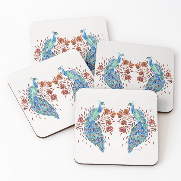 Item preview, Graceful Peacock – Blue & Rose Gold designed and sold by Cat Coquillette.