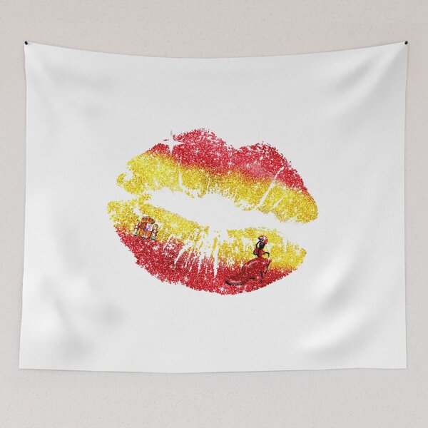 Aperçu de l'œuvre Kiss Mark Rouge à lèvres Espagne Drapeau Spain créée et vendue par Jolly-Yosei.
