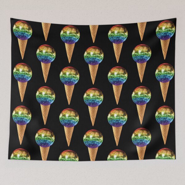 Item preview, Cono de helado de bola de discoteca arcoíris designed and sold by Deborah Camp.