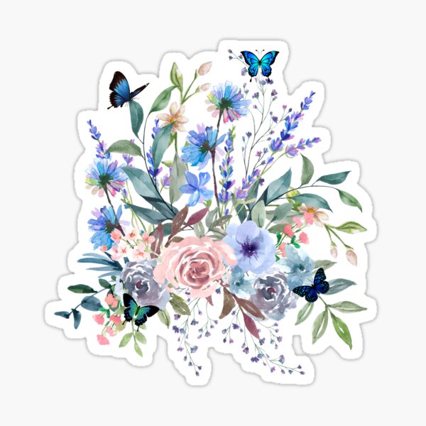 Item preview, Blue Butterflies and Wild Flowers designed and sold by tomorrowsart.