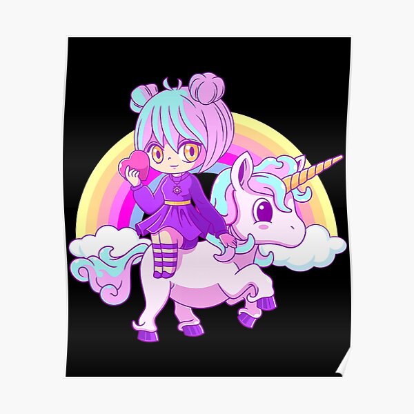 Kawaii Pastel Goth Unicorn Japanese Anime Girl Menhera Poster For Sale By Arianatagli Redbubble