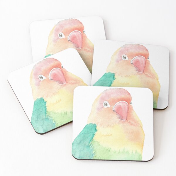Item preview, Lovebird watercolor portrait animal parakeet painting designed and sold by L'Atelier Oranjade.