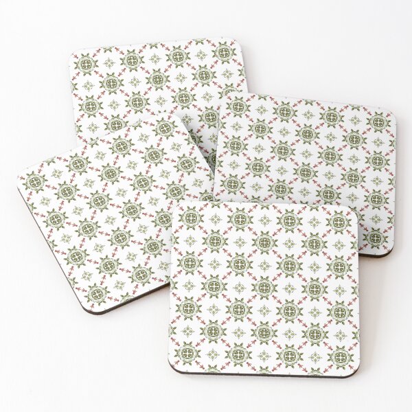 Item preview, watercolor geometric seamless pattern of roses buds on a white background designed and sold by CozyPictures.