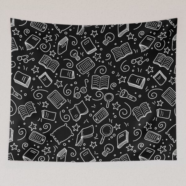 Item preview, books doodle pattern designed and sold by stickers-packs.