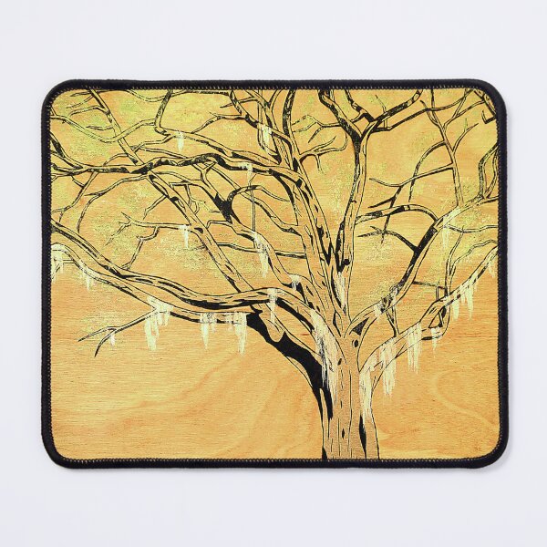 Item preview, Live Oak Tree, with Spanish Moss, an Art Nouveau inspired woodburning with acrylic paint designed and sold by HBBArtShop.