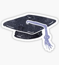 Pegatina retro cartoon graduation cap