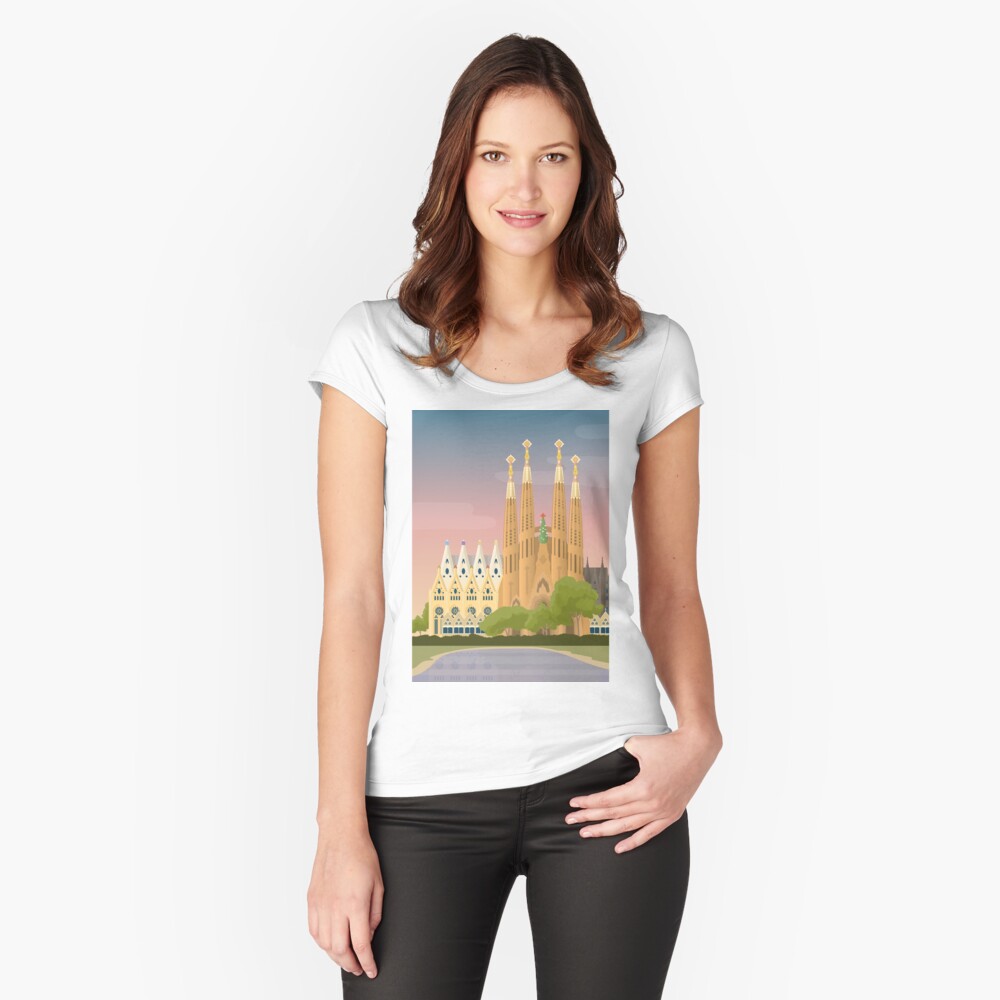 Vista previa del artículo con la obra «Camiseta entallada de cuello ancho», diseñado y vendido por ANUE.